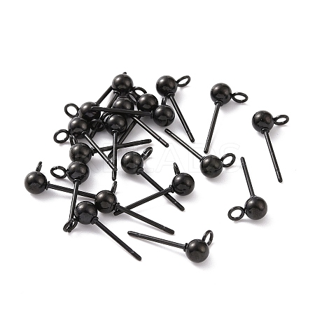 304 Stainless Steel Ball Stud Earring Findings X-STAS-G099-09B-1