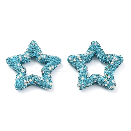 Star Shape Polymer Clay Rhinestone Beads CLAY-NH0001-06K-1