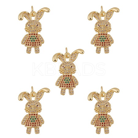 5Pcs Eco-Friendly Brass Micro Pave Cubic Zirconia Pendant ZIRC-SZ0001-96-1