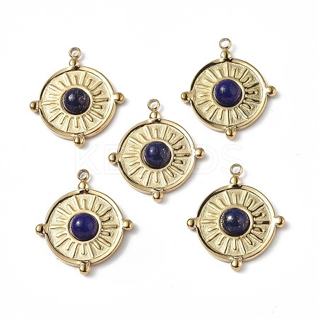 PVD Vacuum Plating 201 Stainless Steel Natural Lapis Lazuli Pendants STAS-C064-VC889-1