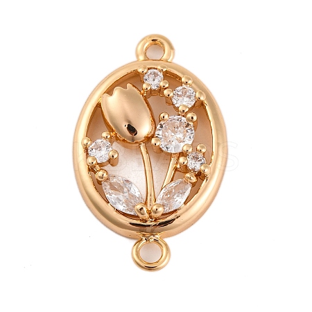Brass Pave Clear Cubic Zirconia Connector Charms KK-Z066-10G-1