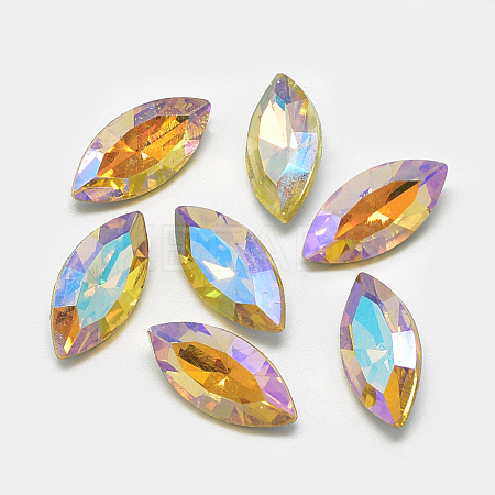 Pointed Back Glass Rhinestone Cabochons RGLA-T020-7x15mm-08-1