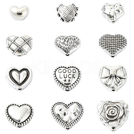 60Pcs 12 Styles Tibetan Style Alloy Beads FIND-CJ0002-28B-1