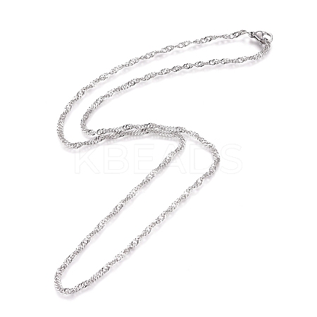 Non-Tarnish 304 Stainless Steel Singapore Chain Necklaces LS-MAK-L015-25C-P-1