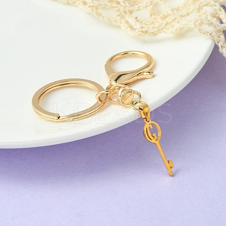 304 Stainless Steel Initial Letter Key Charm Keychains KEYC-YW00004-07-1