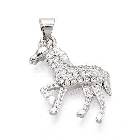 Brass Micro Pave Clear Cubic Zirconia Pendants KK-T080-11P-1