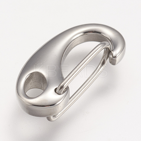 Tarnish Resistant 304 Stainless Steel Push Gate Snap Keychain Clasp Findings LS-STAS-F083-06P-1