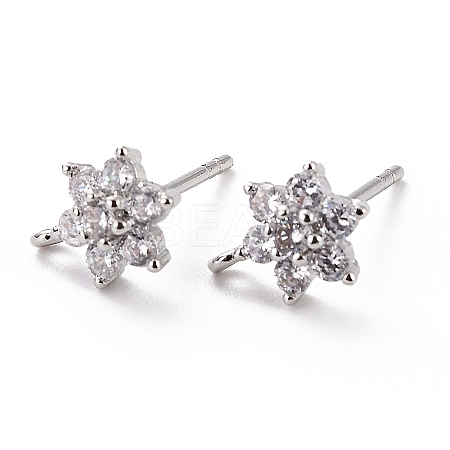 Brass Micro Pave Cubic Zirconia Stud Earrings Findings ZIRC-C027-14P-02-RS-1