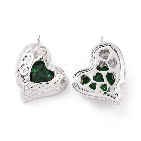Brass Micro Pave Green Cubic Zirconia Pendants KK-E068-VC453-1