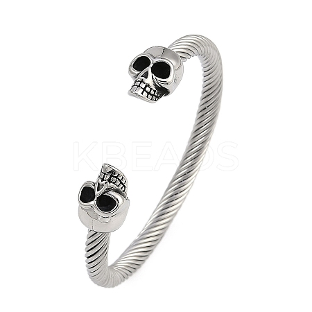 304 Stainless Steel Cuff Bangles for Women STAS-M023-12P-1