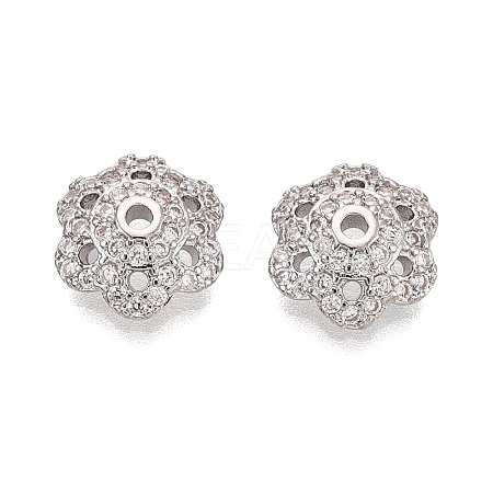 Brass Micro Pave Clear Cubic Zirconia Bead Caps KK-Q071-16P-02-1