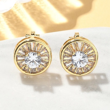 Brass Micro Pave Clear Cubic Zirconia Clip-on Earrings EJEW-A132-02A-G-1
