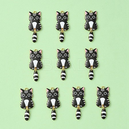 Light Gold Rack Plating Alloy Enamel Pendants ENAM-YW0003-50C-1