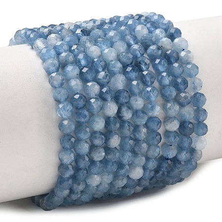 Natural Devil Blue Aquamarine Beads Strands G-P629-A03-03-1