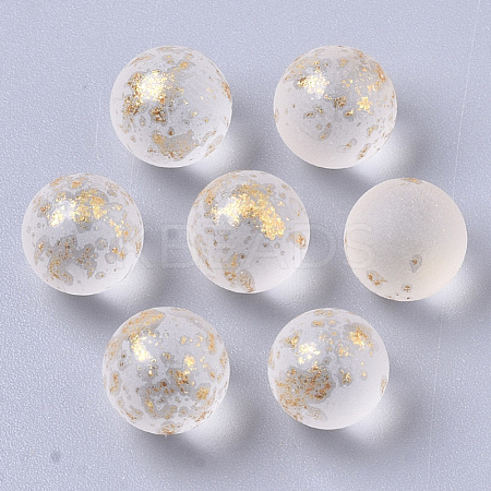 Transparent Spray Painted Frosted Glass Beads GLAA-N035-05A-02-1