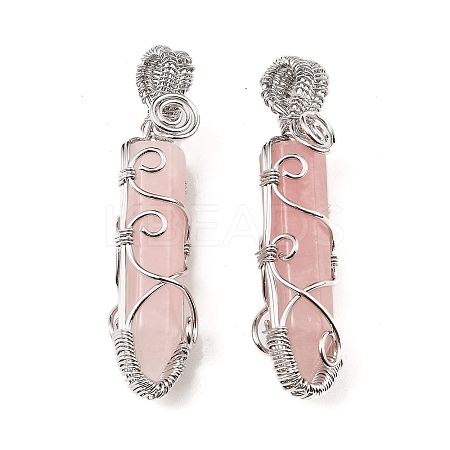 Natural Rose Quartz Pendants G-K338-28P-01-1