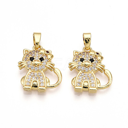 Brass Micro Pave Cubic Zirconia Pendants KK-N257-28G-1