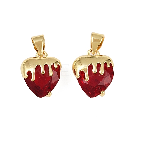 Brass Glass Charms KK-C095-04G-1