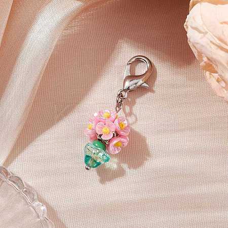 Resin & Glass Beaded Pendant Decorations HJEW-MZ00168-05-1