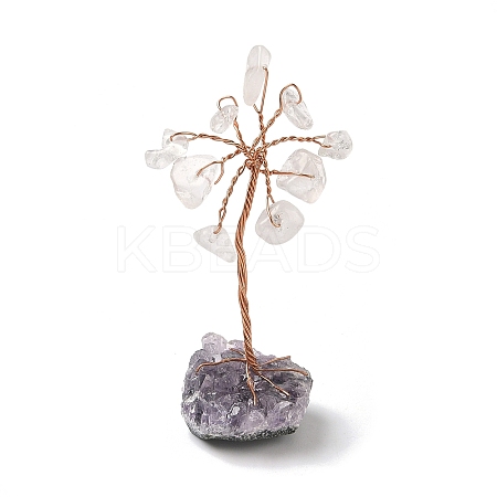 Natural Quartz Crystal Chips Tree of Life Decorations DJEW-P022-03A-05-1
