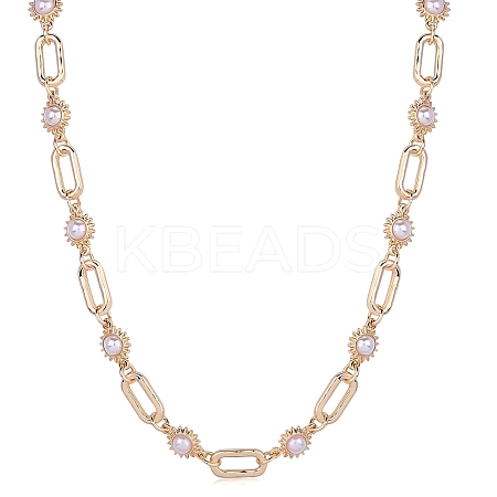 Imitation Pearl Sun & Oval Boho Link Chain Necklaces JN1131A-1