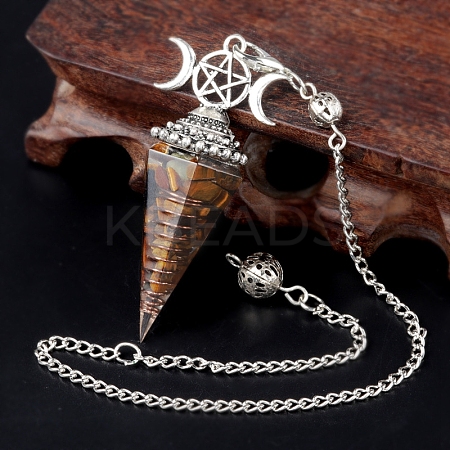 Natural Tiger Eye Chip & Resin Orgonite Dowsing Pendulum Big Pendants PW-WG36861-09-1