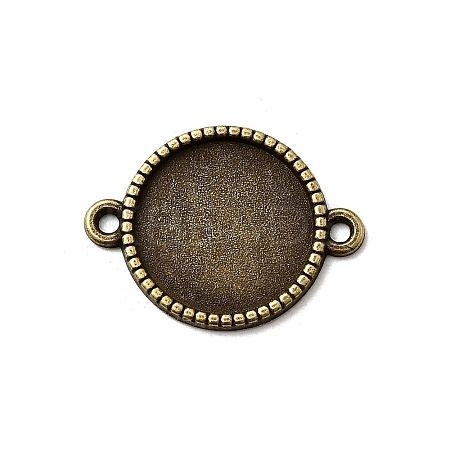 Tibetan Style Alloy Flat Round Cabochon Connector Settings TIBE-Q038-001D-AB-NR-1