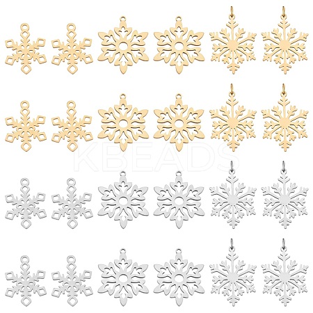 DICOSMETIC 24Pcs 3 Style 201 Stainless Steel Snowflake Pendants STAS-DC0004-17-1
