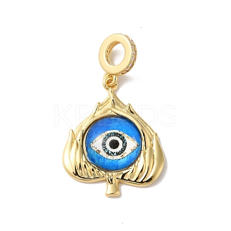 Rack Plating Brass Micro Pave Clear Cubic Zirconia European Dangle Charms KK--G504-22G-02-1