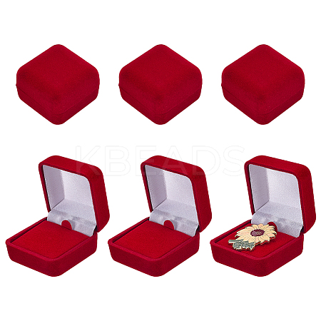 Square Velvet Badge Display Boxes CON-WH0095-172B-1