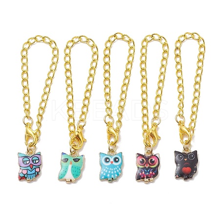 Owl Alloy Pendants Decorations HJEW-JM01865-1