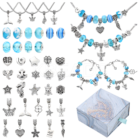 DIY Alloy & Brass European Style Bracelet Jewelry Making Kits DIY-YW0010-66-1