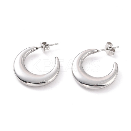 Non-Tarnish 304 Stainless Steel Crescent Moon Stud Earrings for Women EJEW-F280-05D-P-1