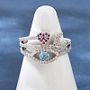 Brass Micro Pave Cubic Zirconia Finger Rings for Women RJEW-C129-05P-2