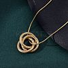 304 Stainless Steel Triple Circles Pendant Necklaces for Women NJEW-Z044-14G-3