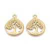 304 Stainless Steel Teardrop with Tree of Life Pendants STAS-T067-35G-1