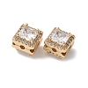 Brass Micro Pave Clear Cubic Zirconia Beads KK-G531-04G-2