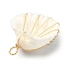 Natural Shell Copper Wire Wrapped Pendants PALLOY-TA00078-01-4