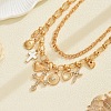 Alloy Crystal Rhinestone and Enamel Cross Heart Multi-Charm Double Layer Necklaces for Women WGEBEB6-01-5