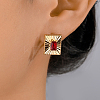 Vintage Palace Style High-end Zircon Square Stud Earrings Party Banquet Accessory. XW6833-1-1