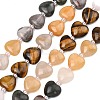 Gradient Color Natural Pink Aventurine & Tiger Eye & Topaz Jade & African Bloodstone & Chinese Southern Jade Beads Strands G-B185-A06-3