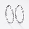 Non-Tarnish 304 Stainless Steel Hoop Earrings X-EJEW-H322-17P-1