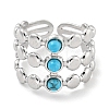 304 Stainless Steel Synthetic Turquoise Cuff Rings G-Z056-05P-01-2