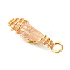 2Pcs Electroplated Natural Quartz Crystal Dyed Copper Wire Wrapped Pendants PALLOY-JF03173-01-5