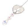 Wire Wrapped Natural Quartz Crystal Heart with Tree of Life Pendant Decorations HJEW-K046-02P-04-4