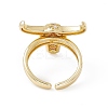 Cubic Zirconia OX Head Open Cuff Ring RJEW-I086-12G-4