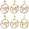 6Pcs Brass Micro Pave Cubic Zirconia Enamel Pendants KK-BBC0020-66-1