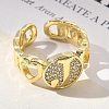 Brass Micro Pave Clear Cubic Zirconia Open Cuff Rings for Women RJEW-K289-02G-J-3