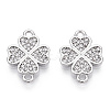 Brass Micro Pave Clear Cubic Zirconia Connector Charms KK-E068-VB338-P-2