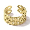 PVD Vacuum Plating 201 Stainless Steel Double Curb Chain Open Cuff Rings for Women RJEW-C092-02G-2